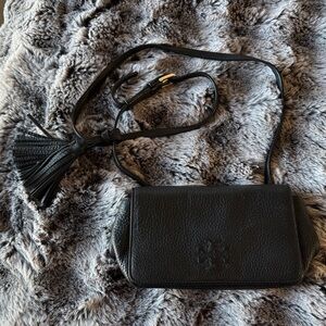 Tory Burch Black Leather Crossbody with Tassel